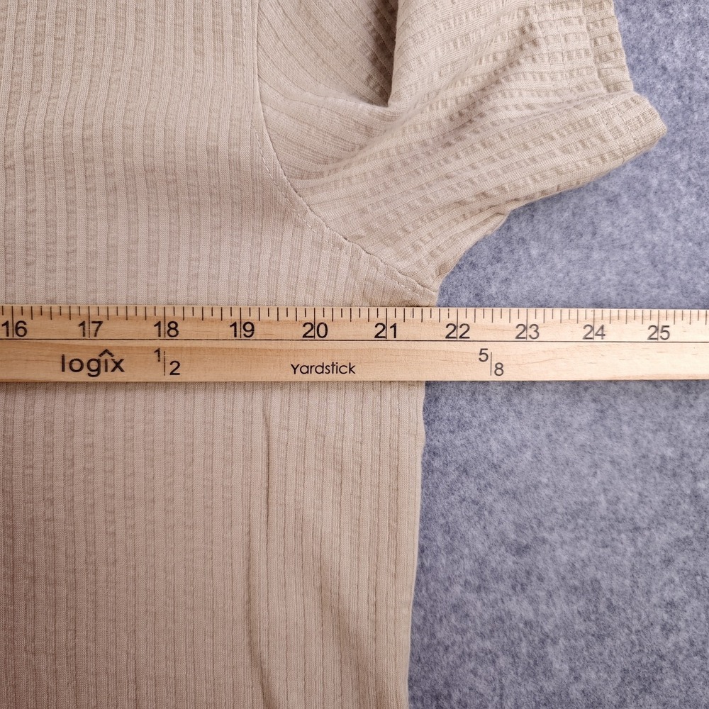 Ben Sherman Camp Shirt Medium NWT Beige Ribbed Short Sleeve Textured Cotton - Picture 5 of 9